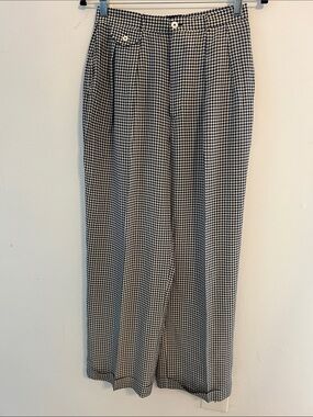 Vintage Ralph Lauren navy & White Houndstooth Trousers 100% silk